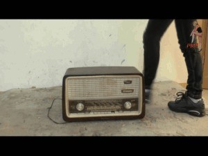 Old Historical Radio Crushed Under Relentless Sneakers 9