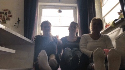 Mother And Two Daughters Showcase Off Their Socks And Barefeet To You Losers