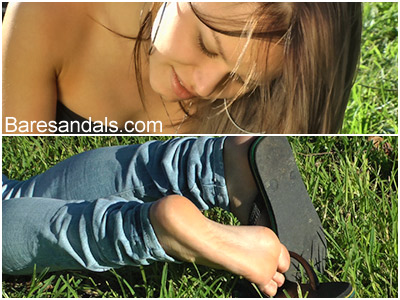 Lucy’s Feet In The Grass And Roll Flops