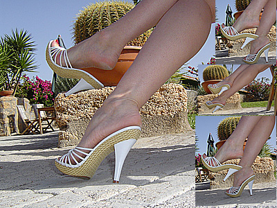 Gam Crossing And Relaxing White Summer Mules